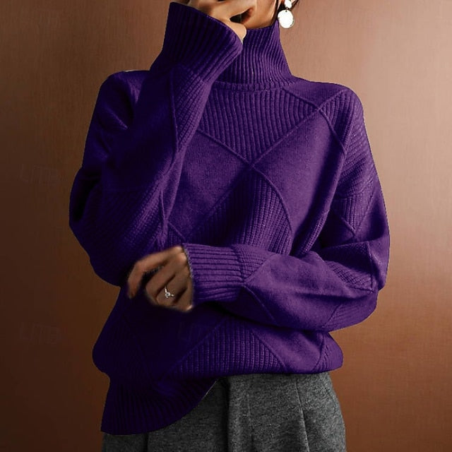 Women's Sweater Pullover Elegant Streetwear Solid Color