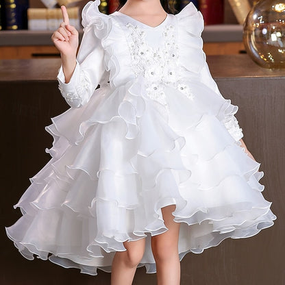 Wedding Dress Sleeve Party Special Kids Long Girls' Flower