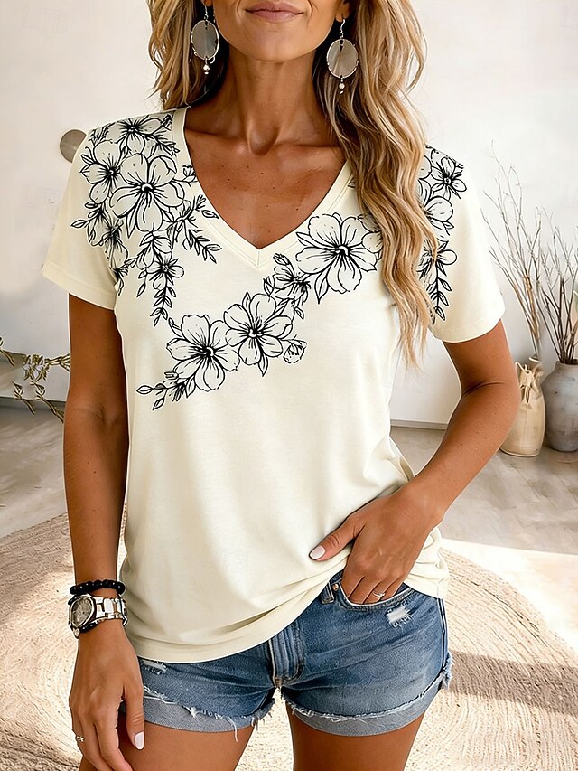Women's T Shirt Print Floral Graphic Plants Bohemia Vintage