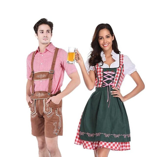 Couples Oktoberfest Beer Costume Blouse Shirt Dirndl Dress