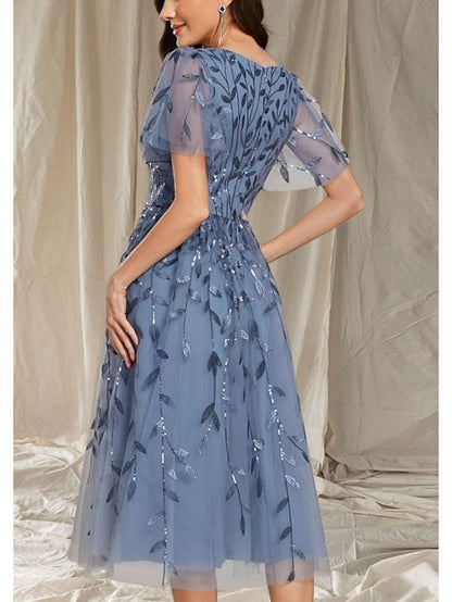 of Neck Bride Elegant V Wedding Guest Dress A-Line Mother the