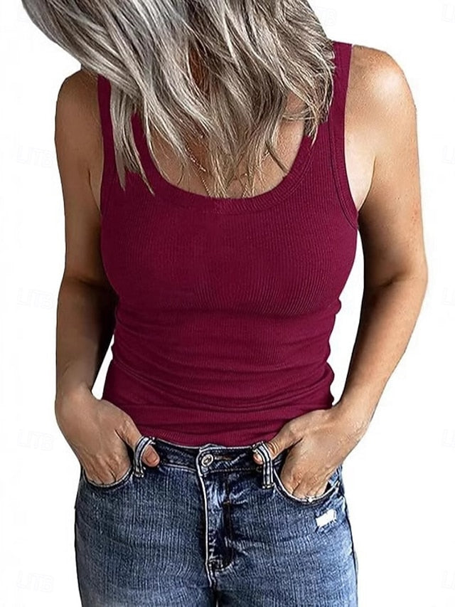 Women's Blouse Plain Active Casual Sleeveless Square Neck