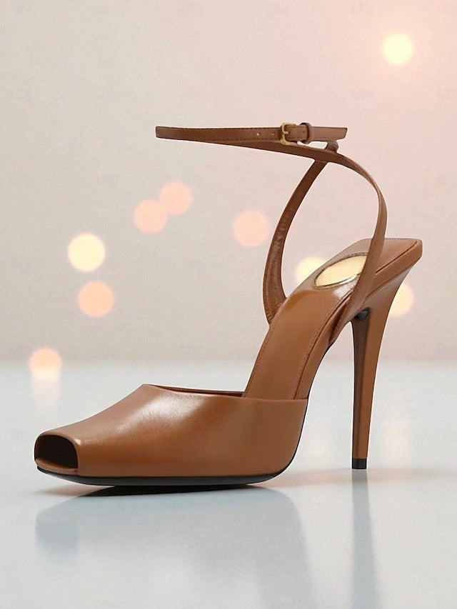 Dark Heels Toe Peep Leather Patent Women's Green High -