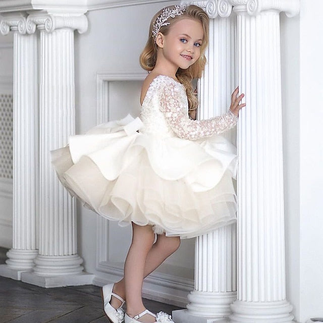 Girl's Girls' Solid Kids Flower Dress Party