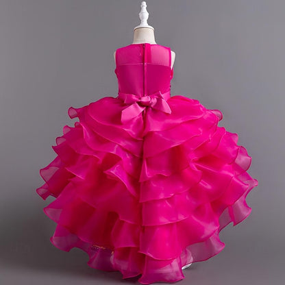 Girls' Party Solid Dress Kids Sequin Flower Color