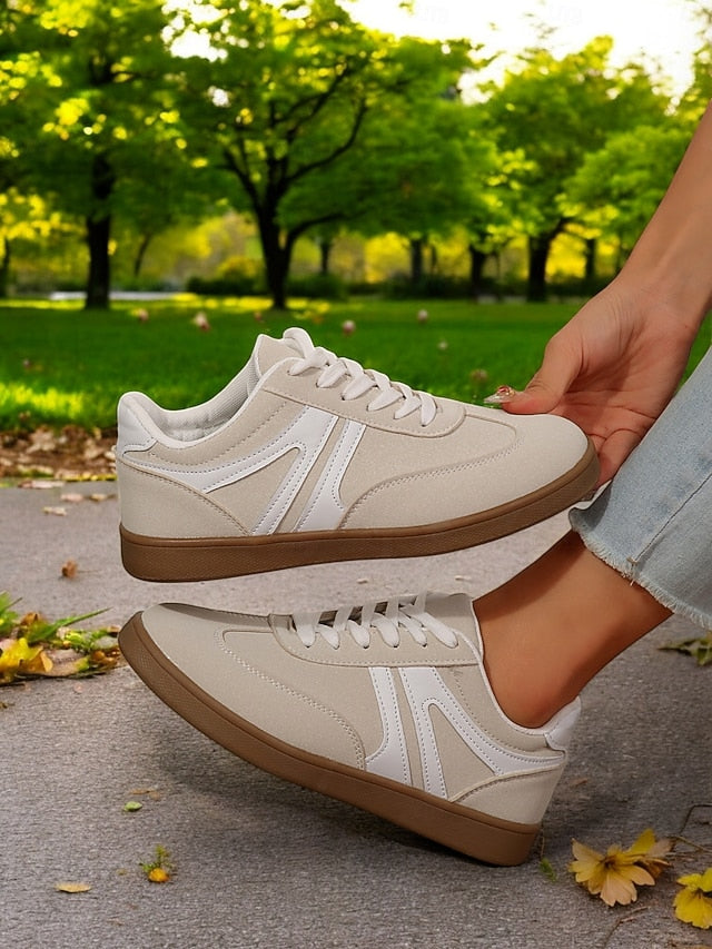 Women's Yellow Low-Top Sneakers for Women - Vintage Lace-Up