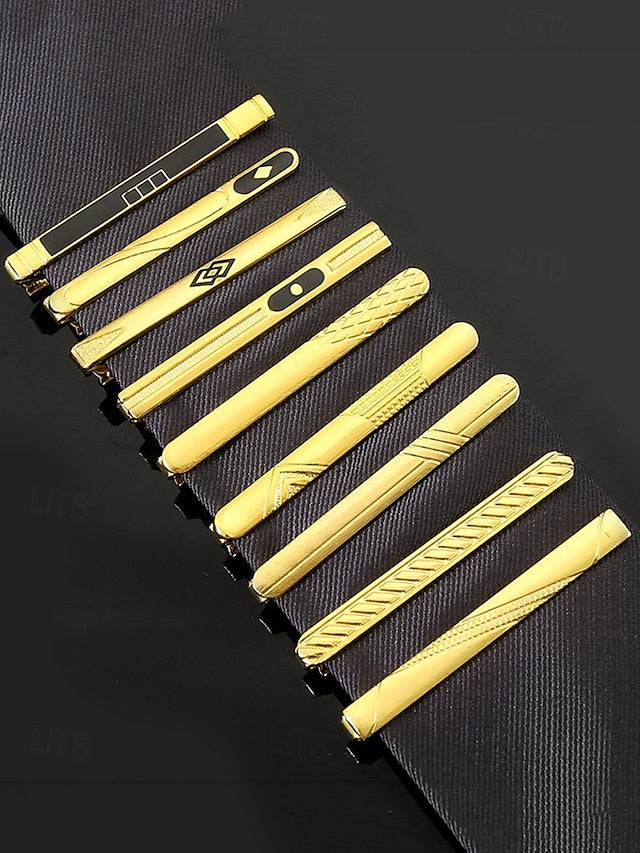 Inlay Men with – Gold Elegant for Clip Design Sleek Black Tie