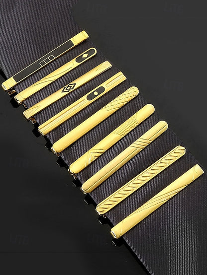 Inlay Men with – Gold Elegant for Clip Design Sleek Black Tie