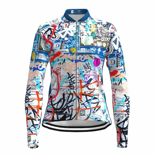 Women's Cycling Jersey Graffiti Funny Long Sleeve Bike