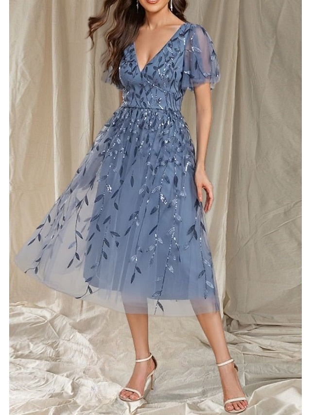 of Neck Bride Elegant V Wedding Guest Dress A-Line Mother the