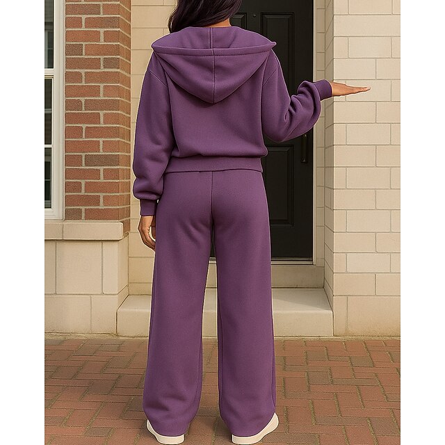 Hoodie Piece 2 Tight Up Tracksuit Zip Women's Top Baggy