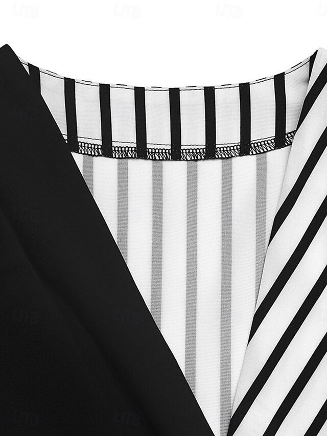 Women's Blouse Lace up Print Striped Elegant Stylish Casual