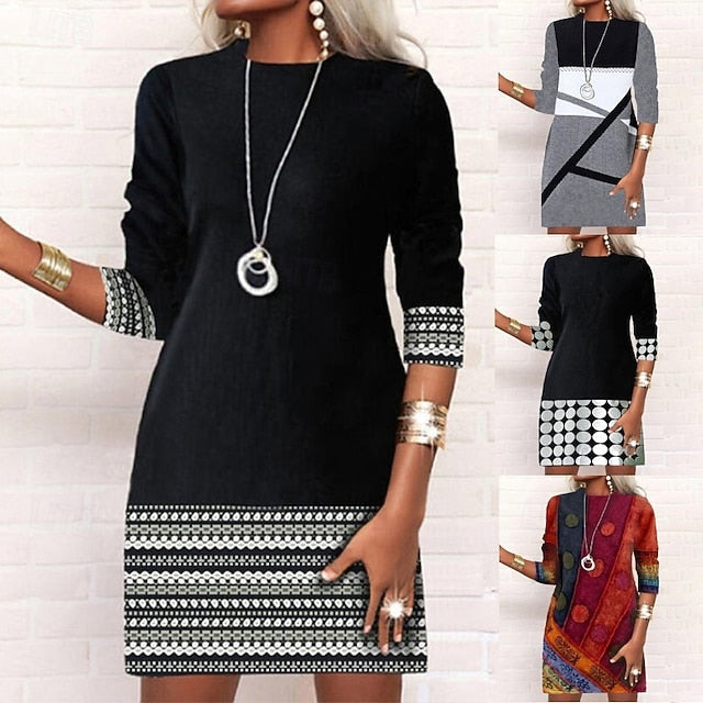 Women's Mini Dress Sweatshirt Dress Casual Dress Vintage