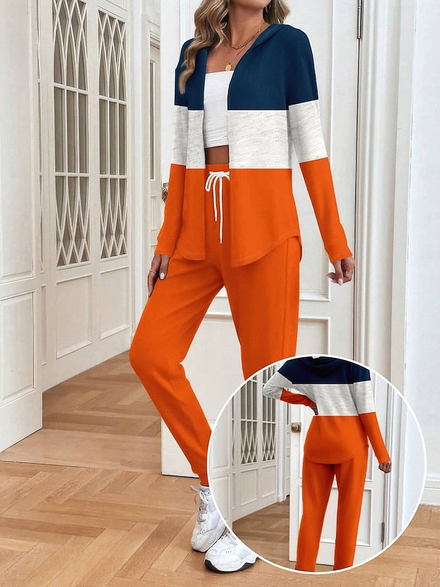 Women's 2 Pieces Hoodie Tracksuits Pants Sets Long Sleeve