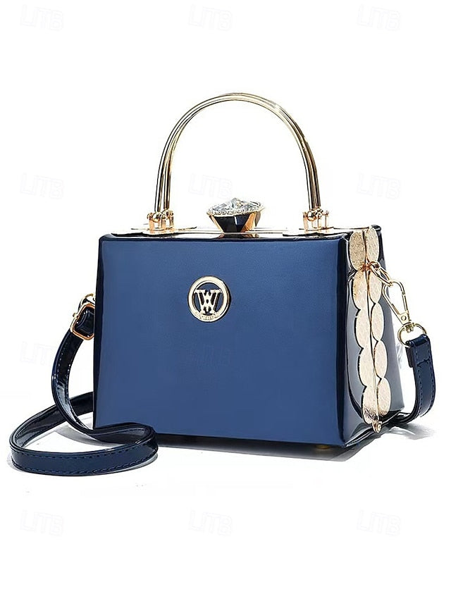 Burgundy with Evening Handbag Women's Patent Gold Leather