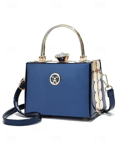 Burgundy with Evening Handbag Women's Patent Gold Leather