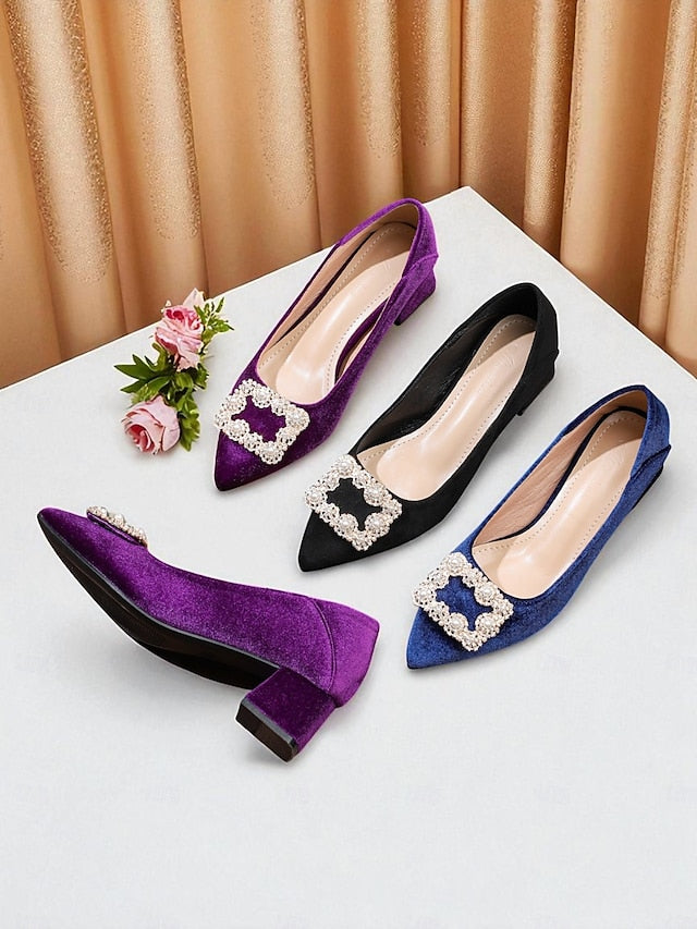 Purple and Toe Women's with Pearl Glitter Pointed Flats