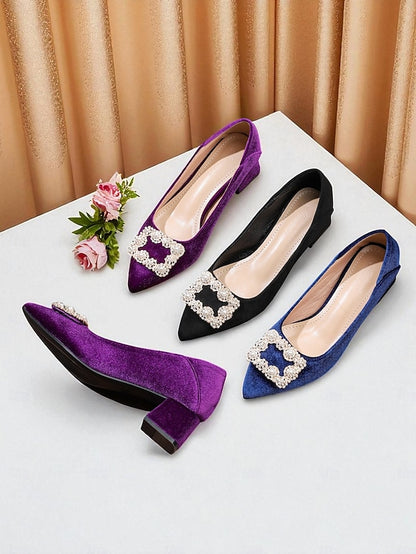 Purple and Toe Women's with Pearl Glitter Pointed Flats