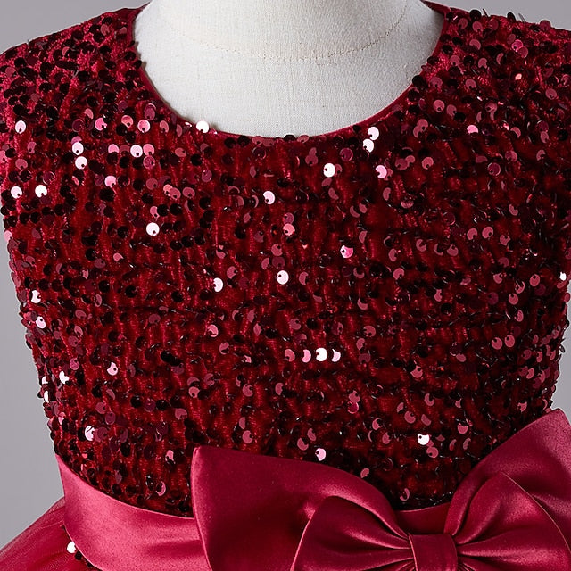 Sequin Party Girls' Dress Sleeveless Festival Kids Wedding
