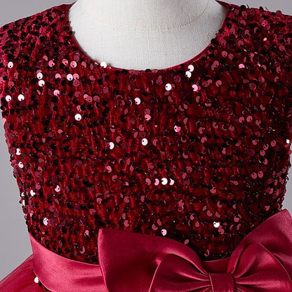 Sequin Party Girls' Dress Sleeveless Festival Kids Wedding