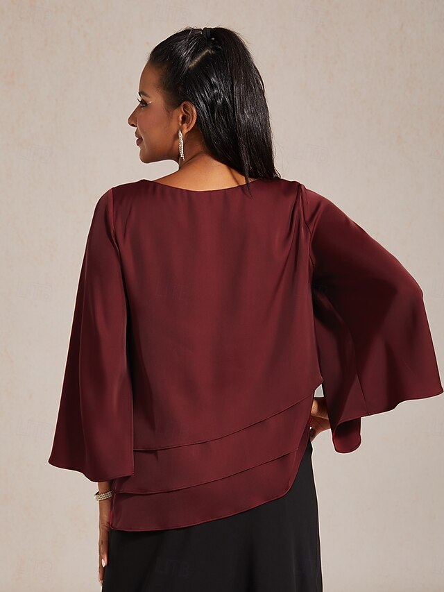 Christmas Women's Satin Shirt Blouse Rhinestone Wine Glass