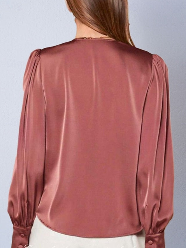 Women's Shirt Satin Shirt Button Down Shirt Casual Shirt