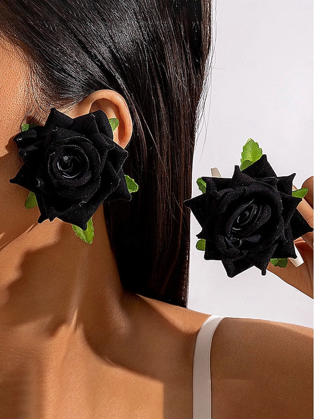 - Women's Drop Oversized Statement Flower Floral Earrings