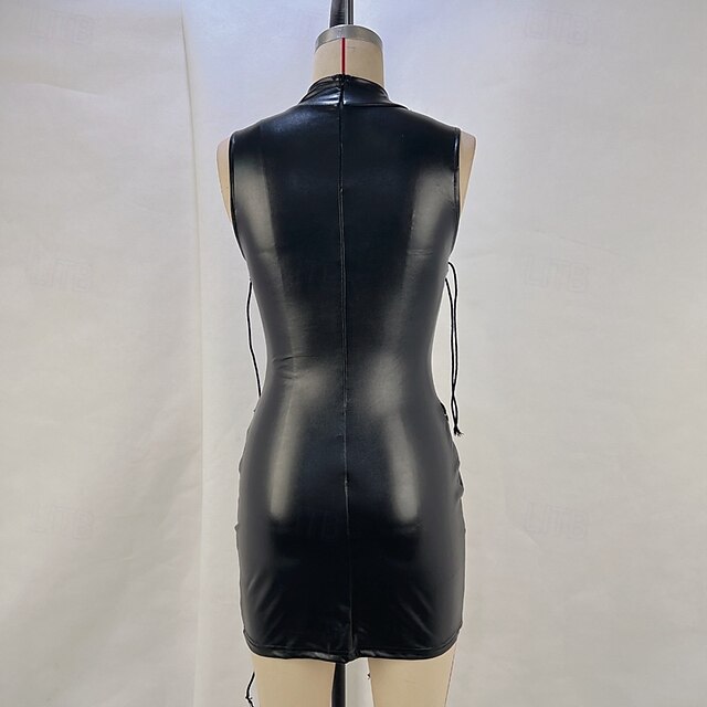 Women's Mini Dress Slip Dress Leather Dress Fashion Modern