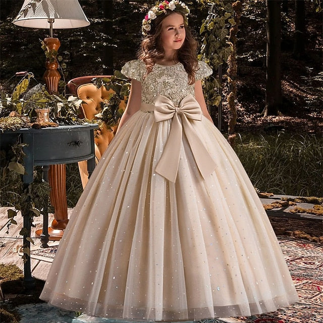 Flower Girls' Dress Kids Party Color Girl Block