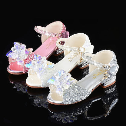 Rhinestone Flower Shoes – Glittery Girls' Crystal