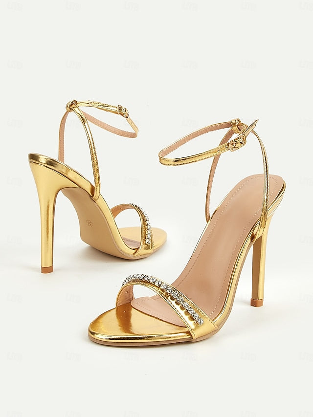 Dazzling Strap Metallic Ankle Women's Gold – Heels High