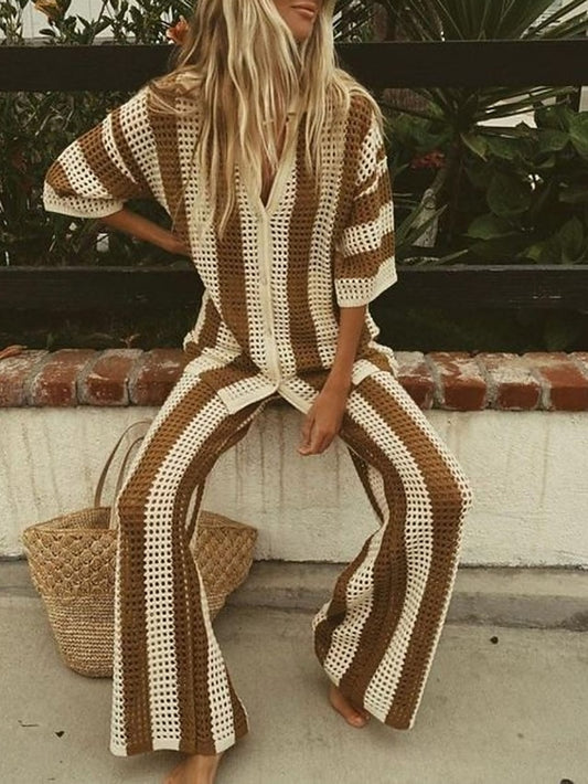 Women's Pants Sets Bolero Top 3/4 Length Sleeve V Neck