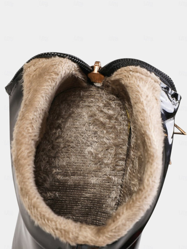 Heel with Boots Ankle Lining Faux Women's Stiletto Fur Gold