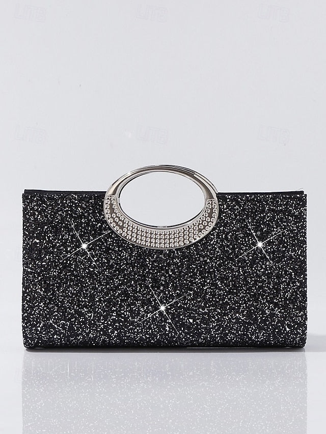 Evening Women's Gold Bag Clutch with Silver Glitter