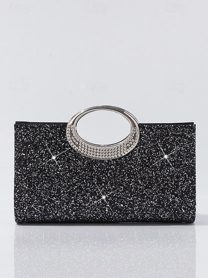 Evening Women's Gold Bag Clutch with Silver Glitter