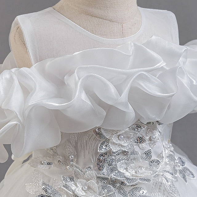 Short Flower Dress Party Kids Sleeve Wedding Girls' Floral