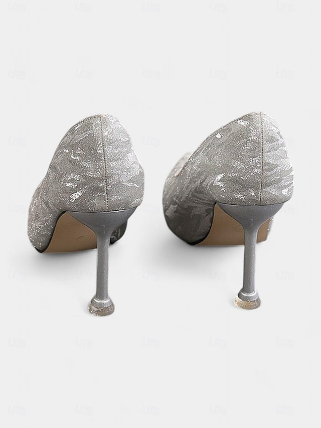 Heels Champagne Stiletto Glitter Toe Women's Pointed with