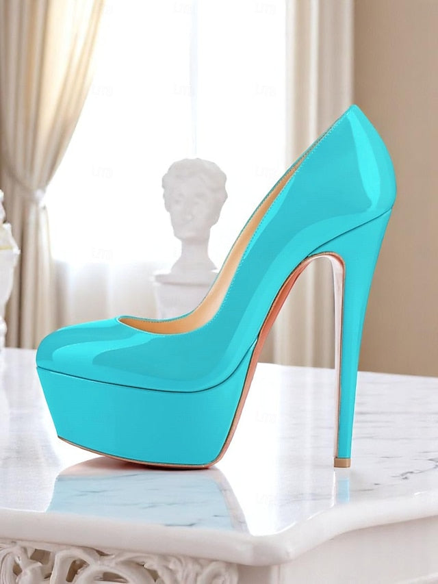Patent Heels with Women's Platform Black Pointed-Toe and