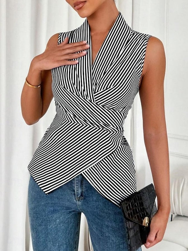 Women's T Shirt Tee Top Print Striped Fashion Stylish