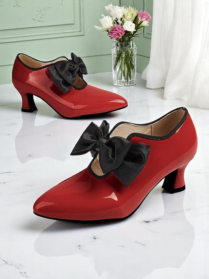 Shoes – Red Vintage 1920s Heel Women's Leather Patent Low