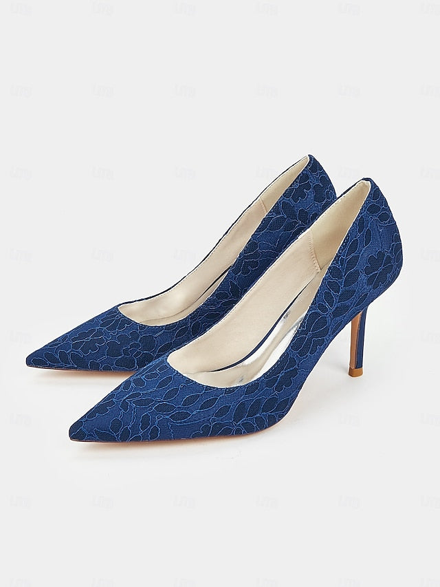 Women's Lace-Embroidered - Pointed-Toe Heels Stiletto