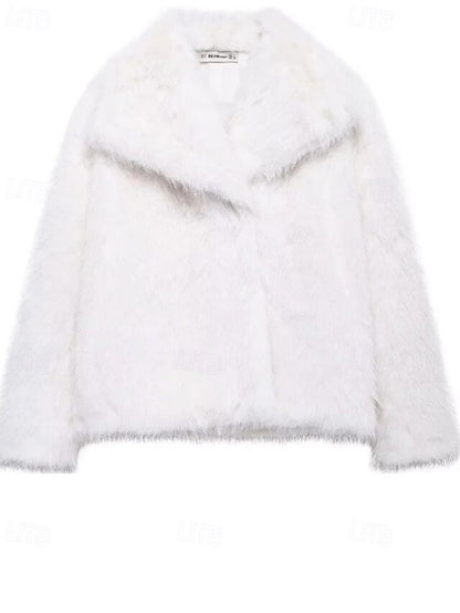 Comfortable Furs Coat Faux Women's Fur Warm Buttons
