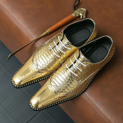 Oxford Metallic Men's Shiny Faux Gold Shoes