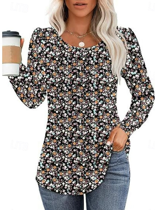 Women's Shirt Blouse Ruched Solid Color Basic Casual Long