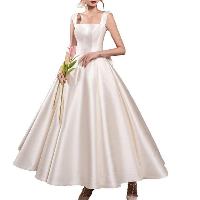 A-Line Ankle Length Wedding Dresses Bridal Shower Dresses Bridal