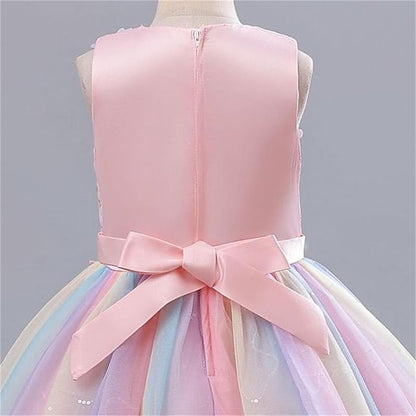 Party Dress Girl Flower Color Solid Girls' Kids