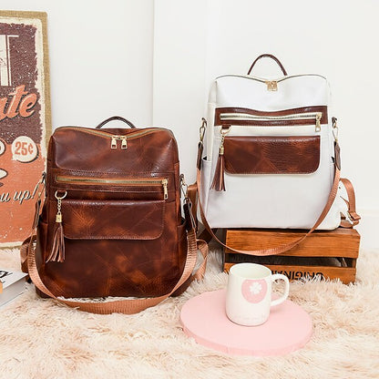 and Vintage Backpack Leather Tassel Purse with Women's Faux