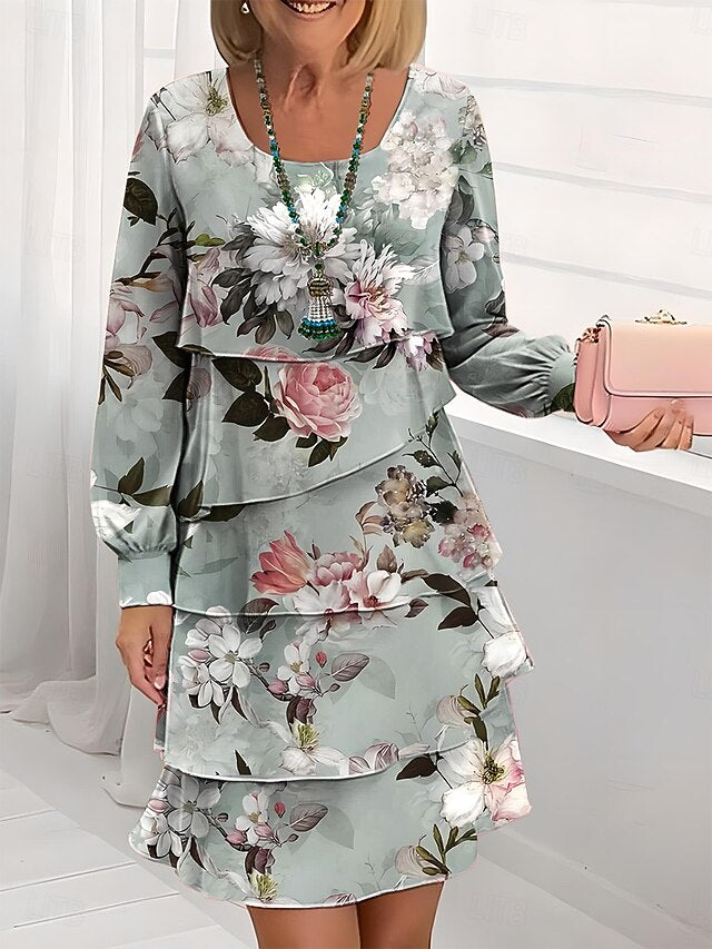 Easter Women's Knee Length Dress A Line Dress Tiered Dress