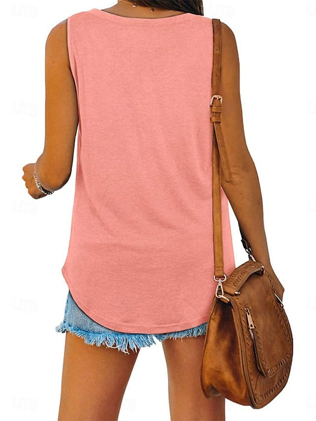 Women's Blouse Plain Active Vintage Sleeveless V Neck Long
