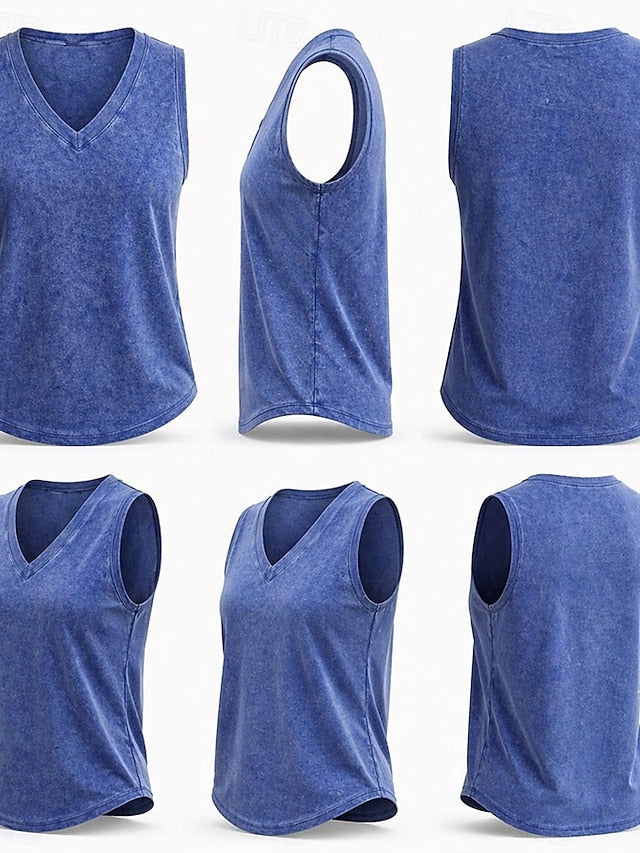 Women's Washed Cotton 100% Cotton T Shirt Tank Top Stylish
